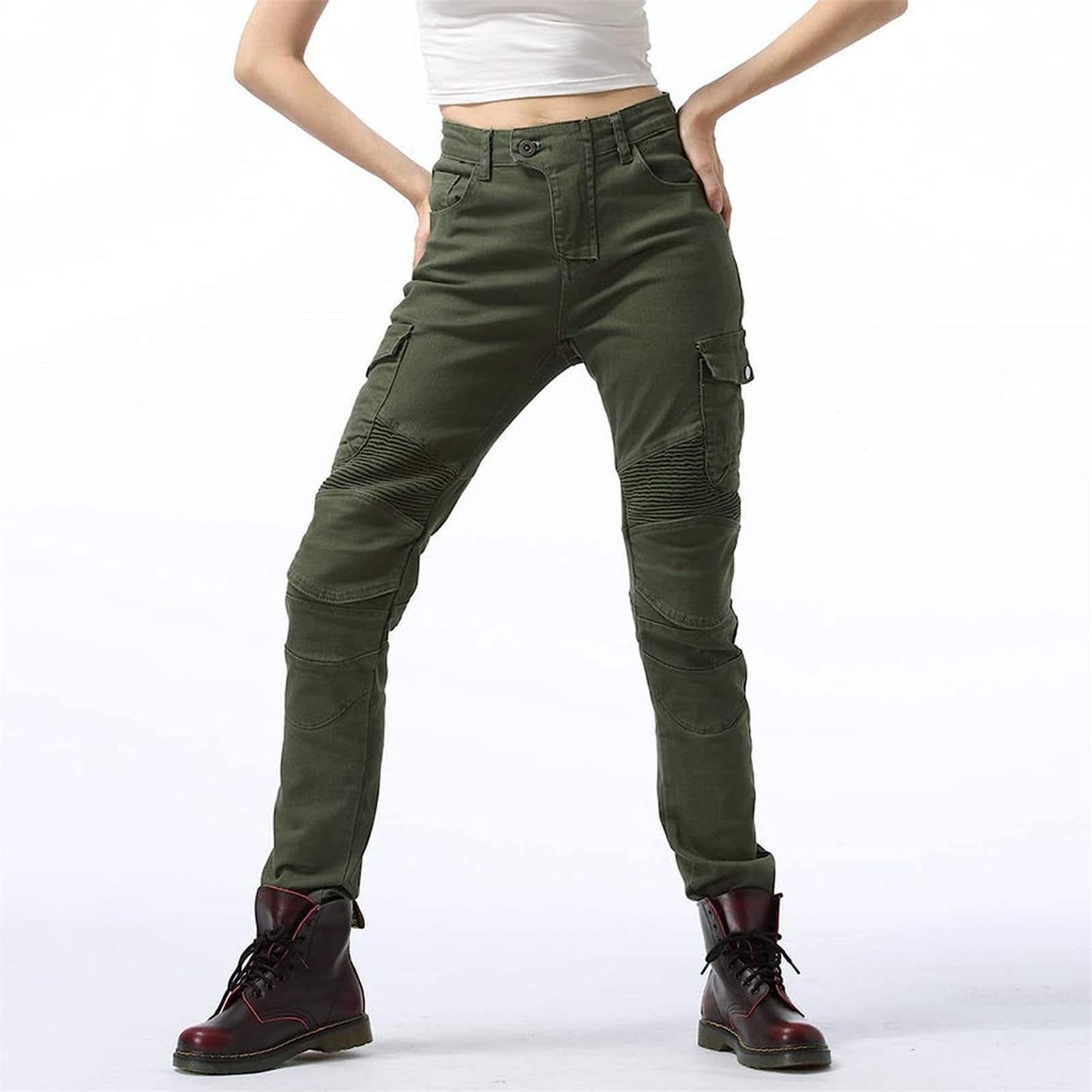 Jeans da Moto da Donna Pantaloni da Motociclista in Denim Impermeabili Protezione Impermeabile Pantaloni da Moto da Ciclismo Jeans da Motociclista Elasticizzati con 4 Protezioni