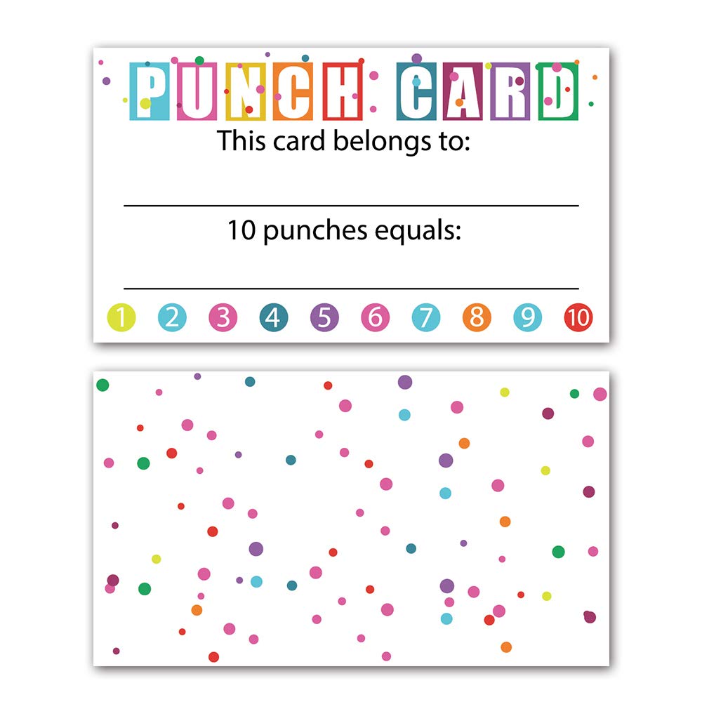 Punch Cards, Pack of 50, Student Awards Loyalty Cards, Incentive Loyalty Reward Card, for Classroom Business Kids Behavior Students Teachers, 3.5" x 2"