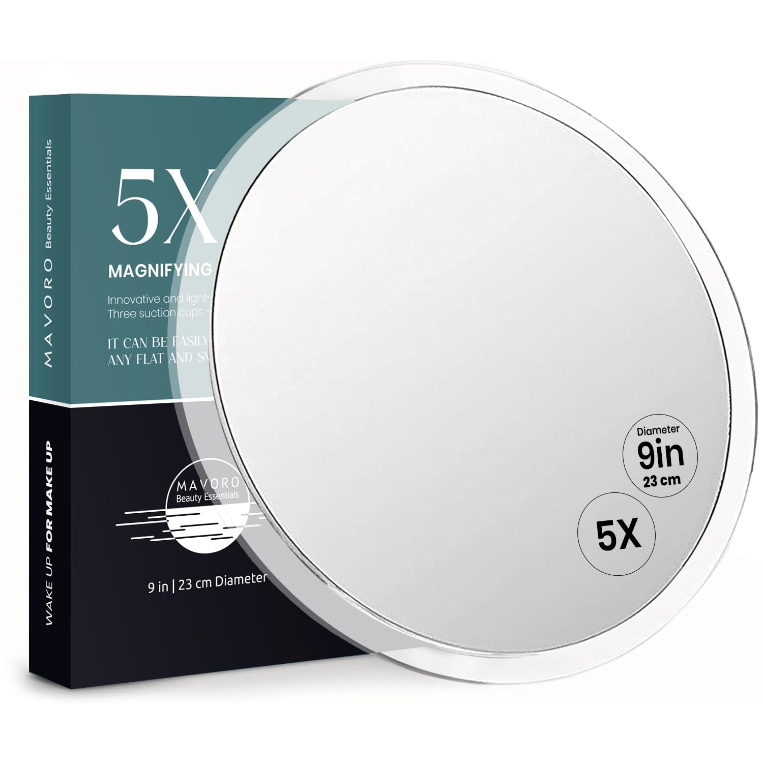 Mavoro 22.5cm Magnifying Mirror with 3 Strong Suction Cups | 5X Magnification | Portable Travel Makeup & Cosmetic Mirror (5X)-picture-26