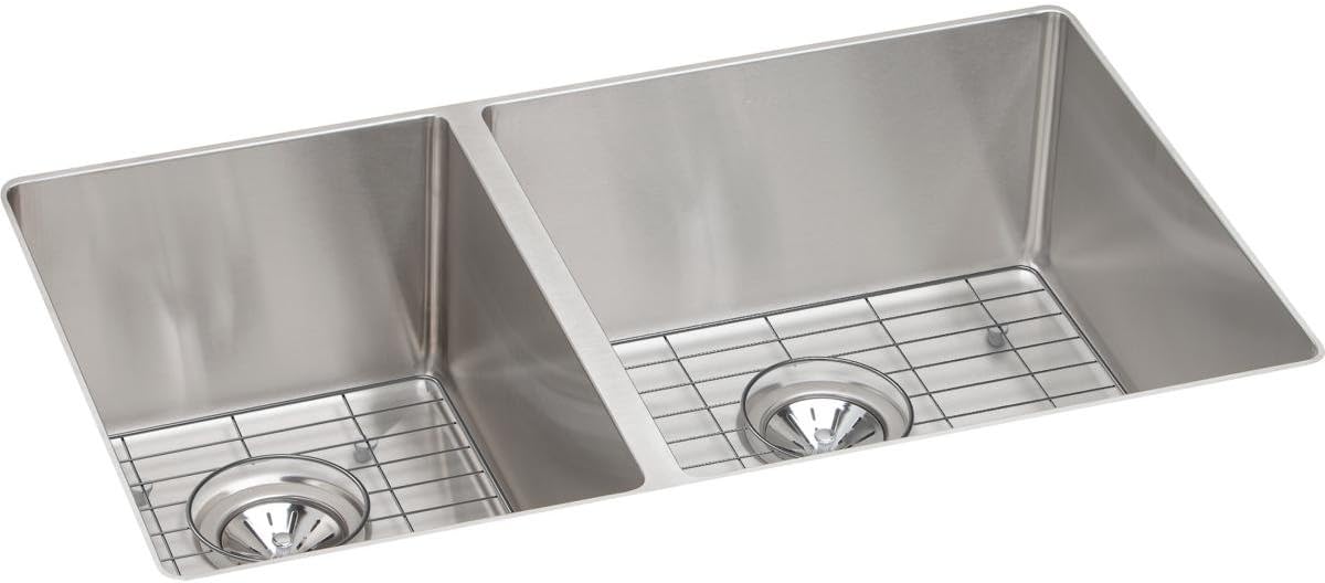 Elkay Crosstown ECTRU32179RDBG 60/40 Double Bowl Undermount Stainless Steel Sink Kit