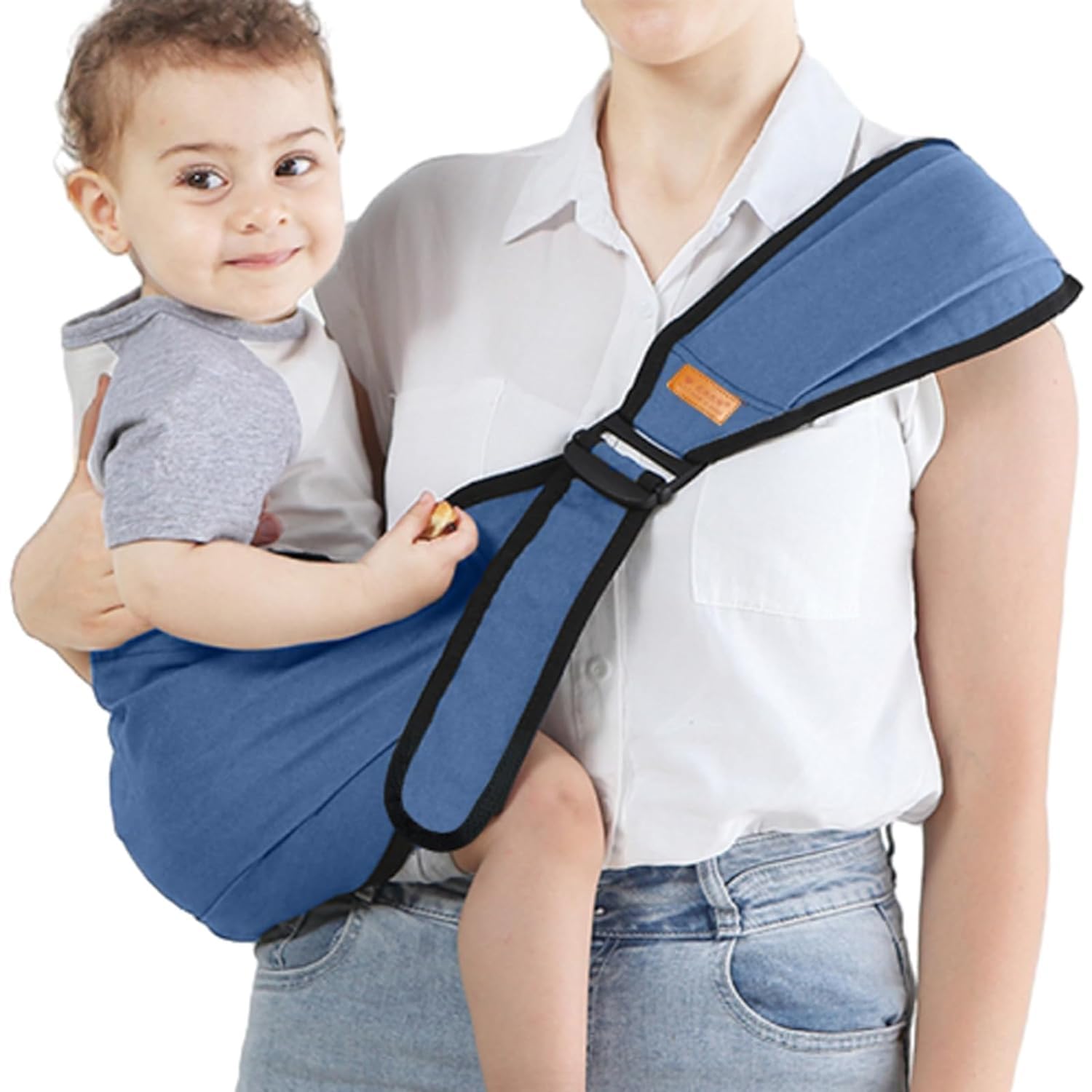 Tyafzzn Babytragetuch, Babytrage Seitlich, Kindertrage Seitlich, Leichte Babytrage Neugeborene ab Geburt, Multifunktionale Tragegurt Baby für Babys von 0 bis 36 Monaten (Blau)