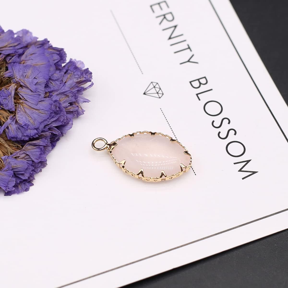 LHJ 10 Pcs Natural Stone Pendants Polished Oval Shape Hollow Edge Crystal Agate Charms for Jewelry Making Necklace Bracelet Earrings - Image 7