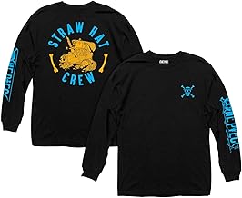 Ripple Junction One Piece Men’s Long Sleeve T-Shirt Straw Hat Crew Treasure Chest Anime Jolly Roger Logo Officially Licensed