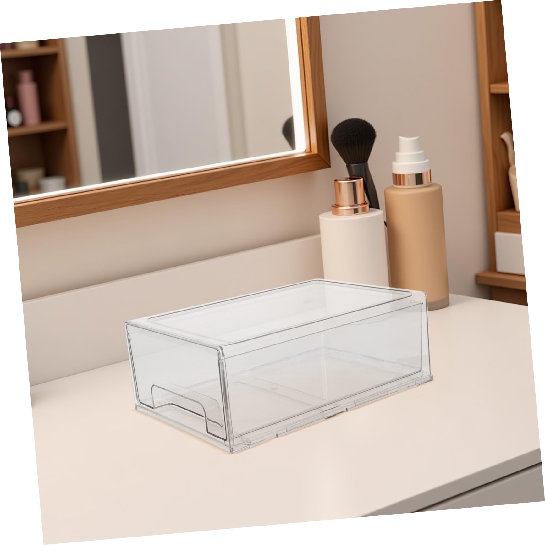 Operitacx Organizador de Cajones de Acrílico Transparente Gran Capacidad y Estructura Apilable para Maquillaje y Papelería en Oficina y Entorno Laboral