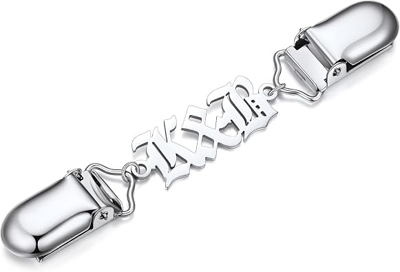 Custom4U Personalized Sweater Clips for Cardigans, Custom Name Initials Cinch Clip, Stainless Steel Dress Clips Back Cinch Shirt Clips for Women Clothing, Shawl Dress Shirts Cincher Small Brooch Jewelry Gifts