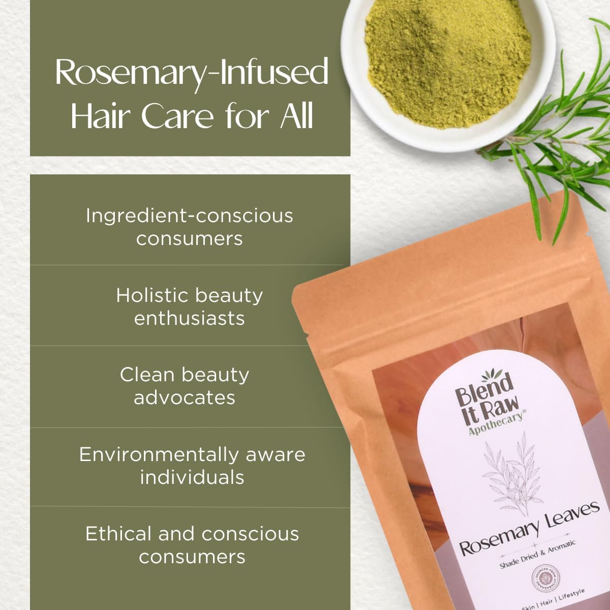 BEMT Rosemary Leaves 50g & Applicator Comb Bottle 100ml – Hair Care Herbal Combo for Natural Hair Rinse & DIY Hair Water