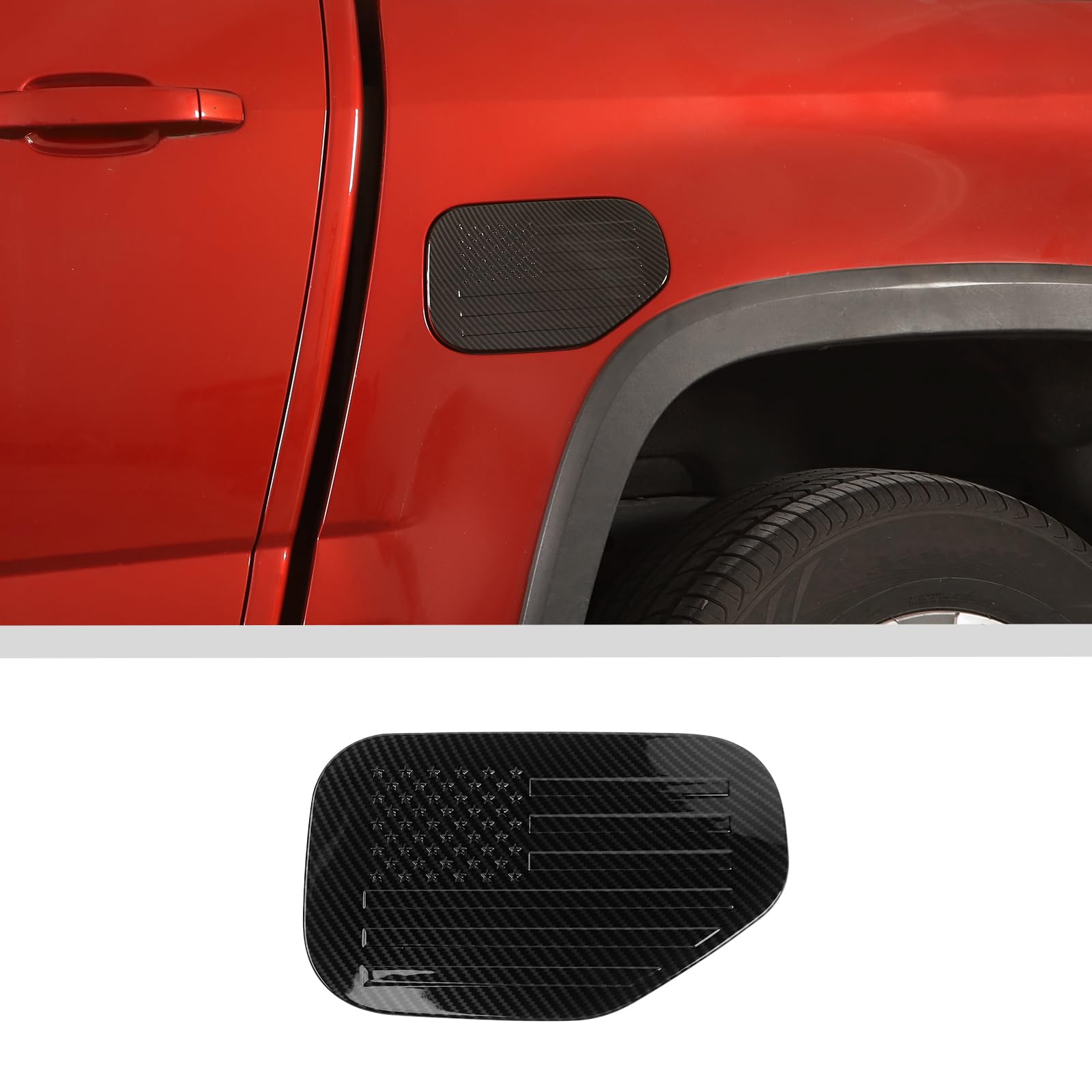 JWWY Gas Tank Cap Fuel Filler Cover Trim Compatible with 2014-2022+Chevy Colorado Accessories,2014-2022 Gmc Canyon Carbon Fiber ABS US Flag