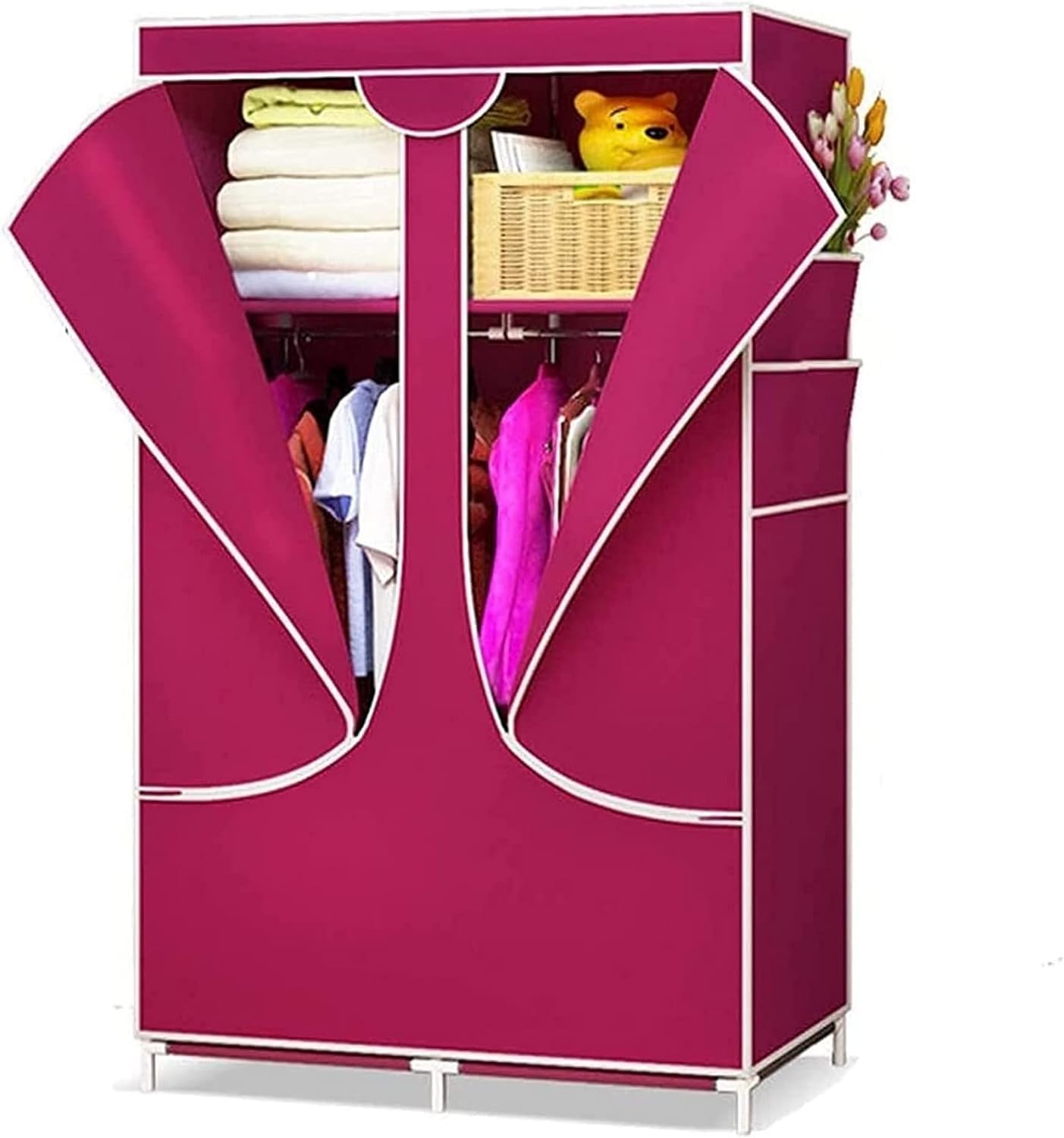Tragbarer Kleiderschrank, Stoff-Kleiderschrank, Kleiderschrank, Schlafzimmer, zusammengebaut, einfacher Stoffschrank, einfacher Hänge-Kleiderschrank, Reißverschluss, vollständig ve