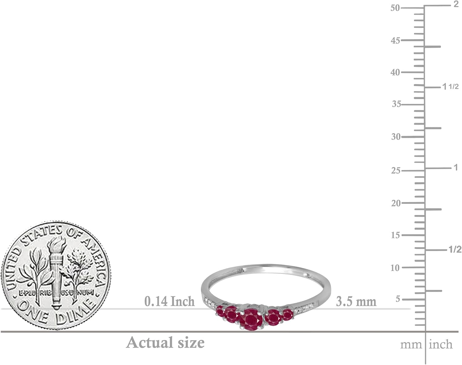 Dazzlingrock Collection 14K Solid Gold Round Cut Ruby & White Diamond Womens Bridal 5 Stone Engagement Ring