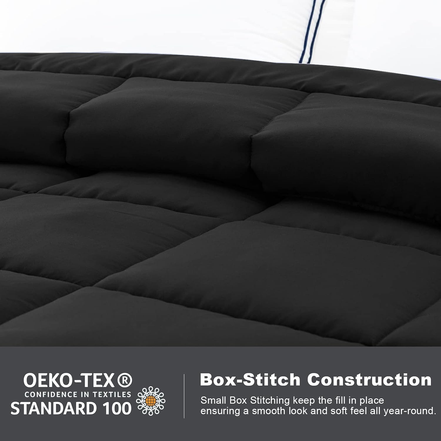 Lucian Comforter Duvet Insert Queen/Full - 2100 Series Cooling Comforter All Season Down Alternative Lightweight Quilt, Luxury Hotel Bed Duvet Filler with 8 Corner Tabs - Black