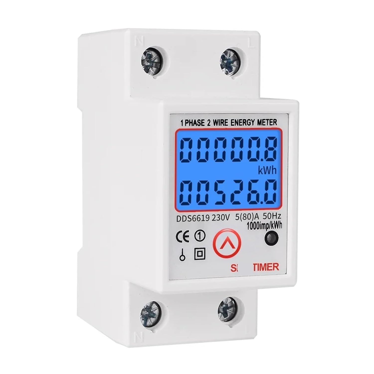 DDS6619-526L Electric Energy Meter Reset Backlight Display Single-Phase Rail Multi-Fun Energy Meter Microelectronic Multimeter(230V)