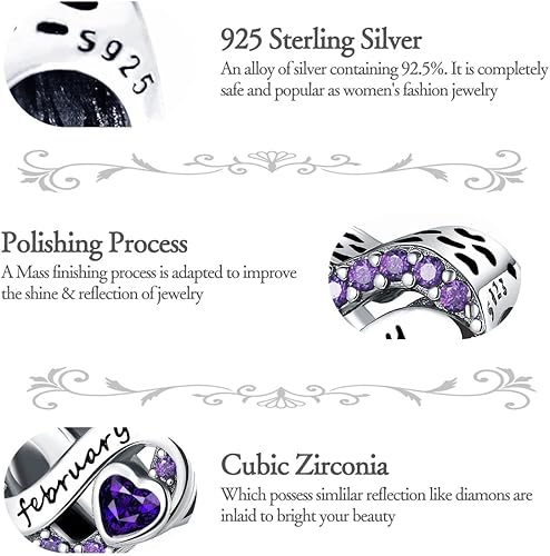 Miniatura 5 de Abalorios de plata de ley 925 con forma de corazón de amor, Plata esterlina