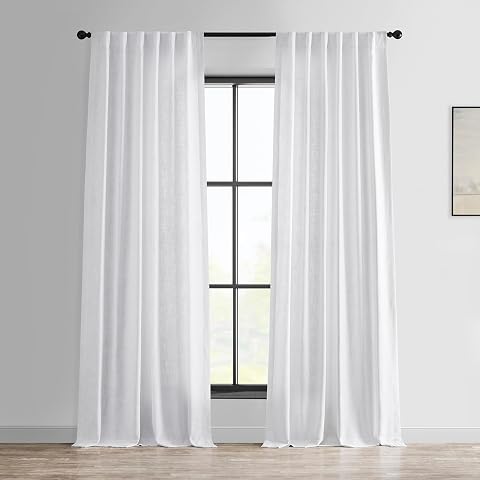 HPD Half Price Drapes Yatak Odası için Ağır Keten Perdeler 50 X 84 (1 Panel), FHLCH-VET13191-84, Pirinç Beyazı