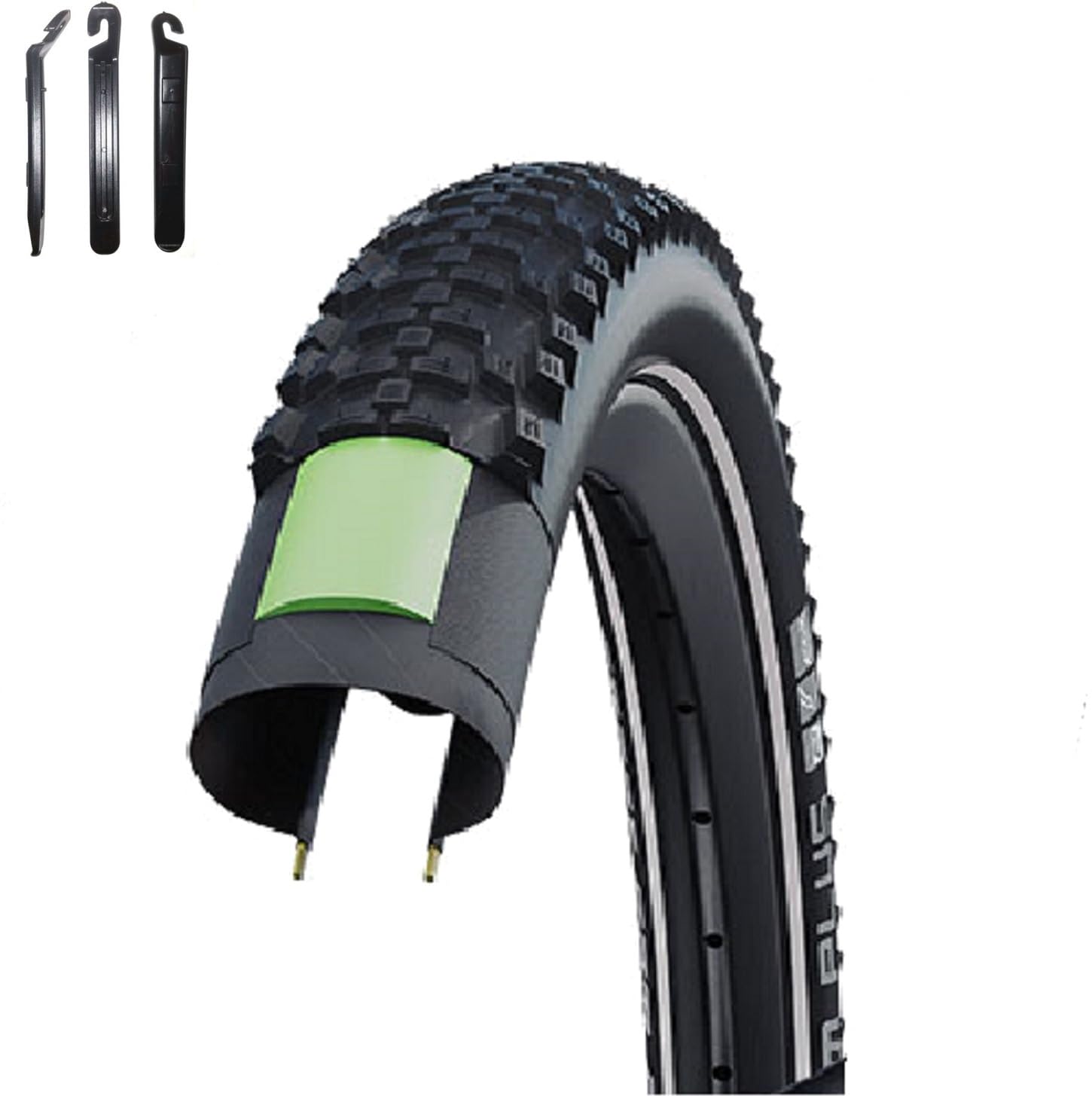 1 x Schwalbe SMART SAM Plus Performance Fahrradreifen DD GreenGuard Pannenschutz E-25 60-406 (20,0 x 2,35") inkl. Reifenheber