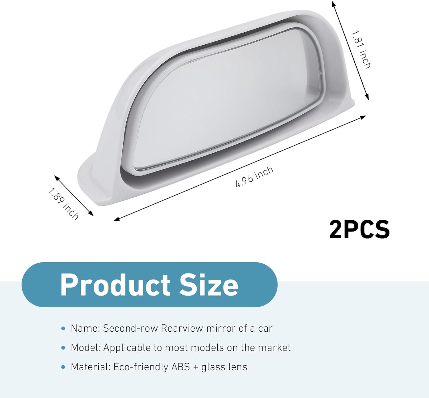 2 PCS Back Passenger Blind Spot Mirrors, Adjustable Wide Angle HD B-Pillar Blind Spot Mirror, Self-Adhesive Car Rear Door Open Get-Off Safety Mirror, Universal for Most Cars, SUVs (White)