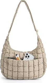 BAGSMART Crossbody Hobo Bag for Women with Adjustable Strap, Quilted Puffy Purses for Women Fluffy Compact Shoulder Handbag