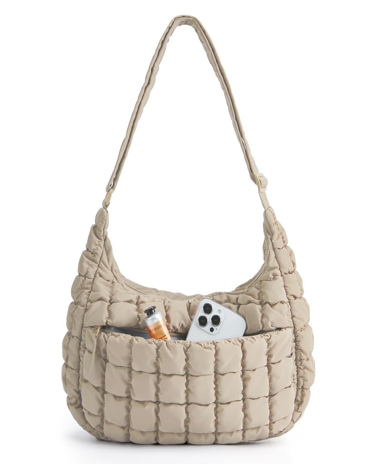 BAGSMART Crossbody Hobo Bag for Women with Adjustable Strap Quilted Puffy Purses for Women Fluffy Compact Shoulder Handbag