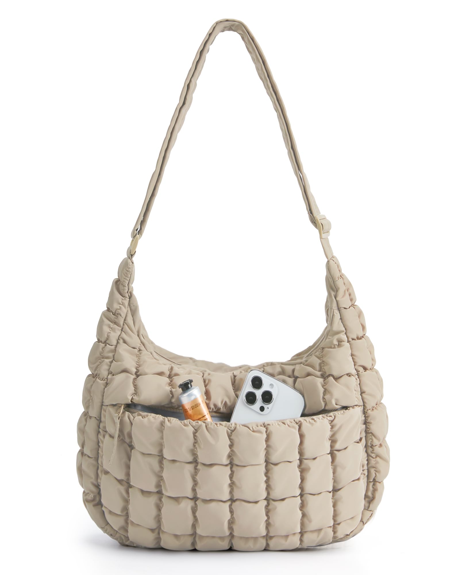 BAGSMART Crossbody Hobo Bag for Women with Adjustable Strap Quilted Puffy Purses for Women Fluffy Compact Shoulder Handbag