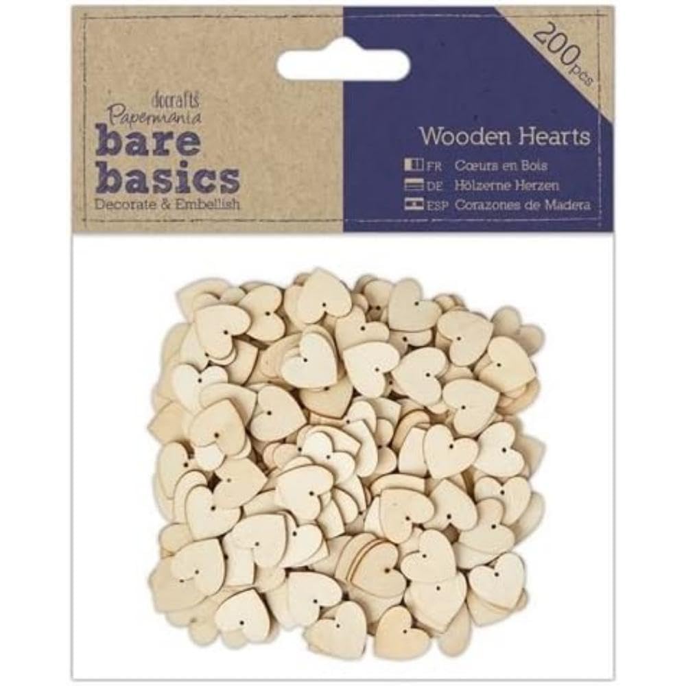 Bare Basics Papermania Mini Wooden Hearts - Pack of 200