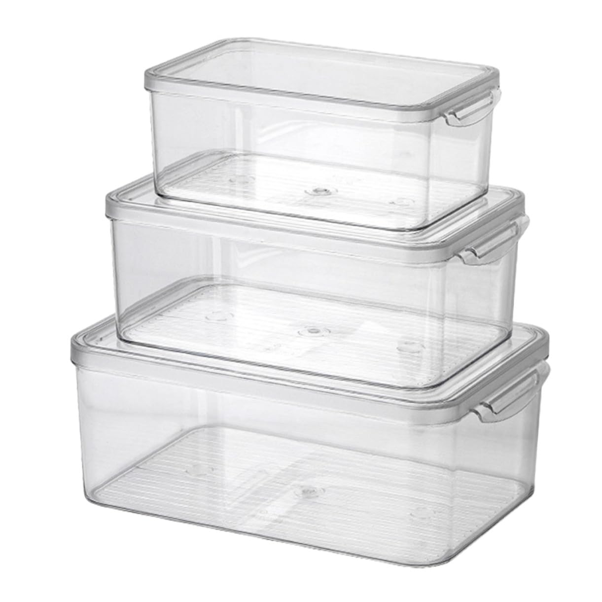 Homoyoyo Caja de Almacenamiento para Refrigerador Pet Transparente 3 Piezas | Apilable, Resistente al Desgaste, para Frutas y Alimentos, Uso en Cajón y Congelador