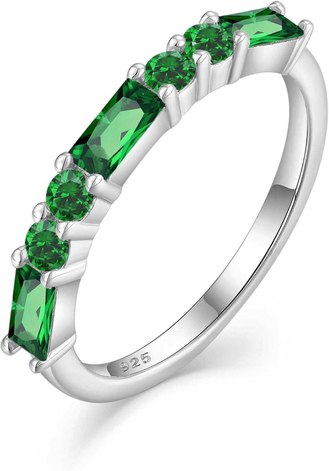 925 Sterling Silver Stackable Rings for Women, Square Round Birthstone Eternity Stacking Ring Band Jewelry Gifts for Her