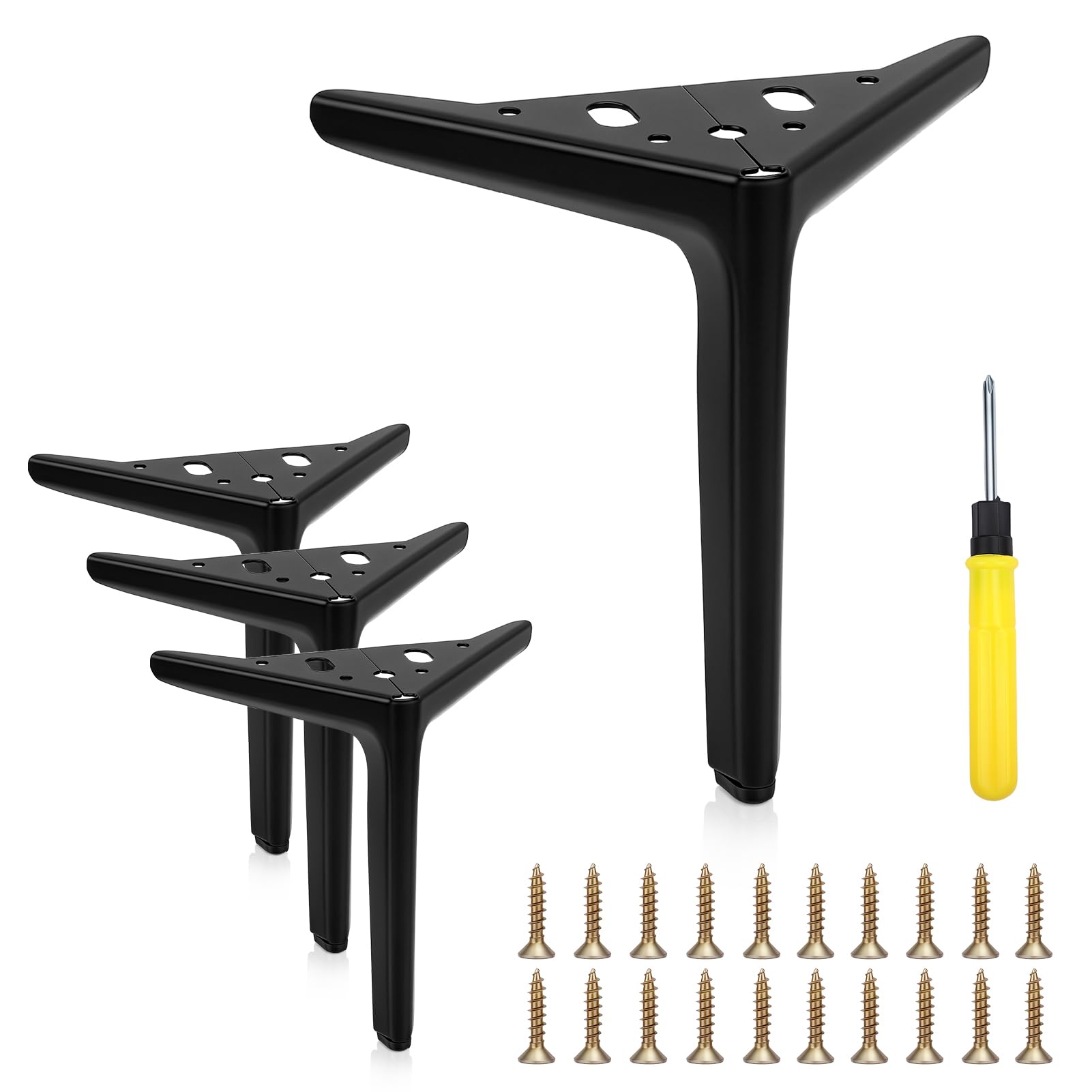 Black Furniture Legs Heavy Duty, 4Pcs Metal Legs for Furniture (18cm)