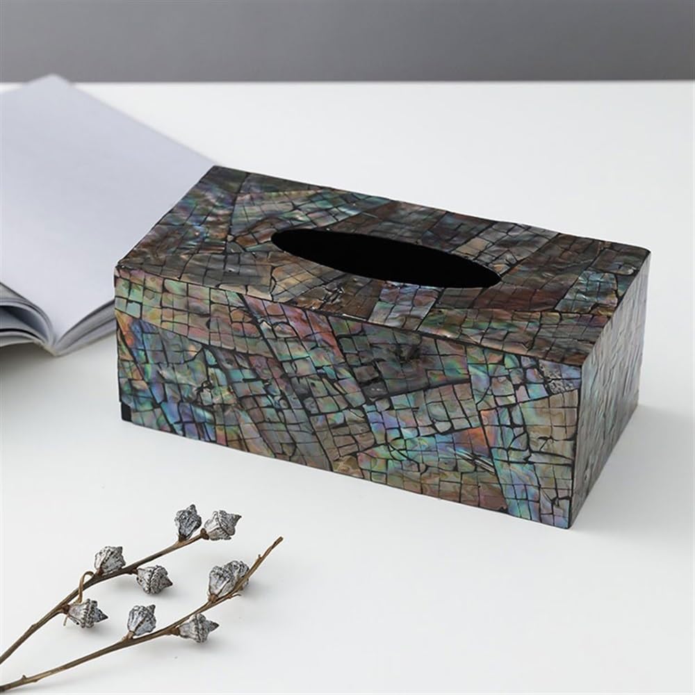 Taschentuchbox-Halter Bunte Muschel Dekorative Taschentuchbox Kreative Leichte Luxus Haushaltspapierbox Nieten Wohnzimmer Aufbewahrungspapierbox Taschentuch-Organizer-Box(Mittel)