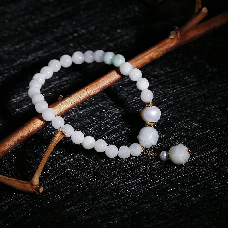Bracelet femme perle d'eau douce naturelle jade fleur breloque - 4