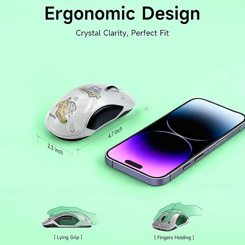 Miniatura 7 de memzuoix Ratón inalámbrico LED de 2.4 G, mouse ergonómico recargable con cubierta desmontable, 1200 DPI portátil óptico para computadora portátil