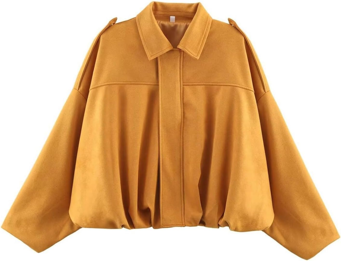 Bomber Jacket Women's Leather Jacket Transition Jacket Suede Jacket Women's Short Faux Suede Streetwear Winter Jacket Suede Jacket Elegant Blouson Jacket (Orange, M)