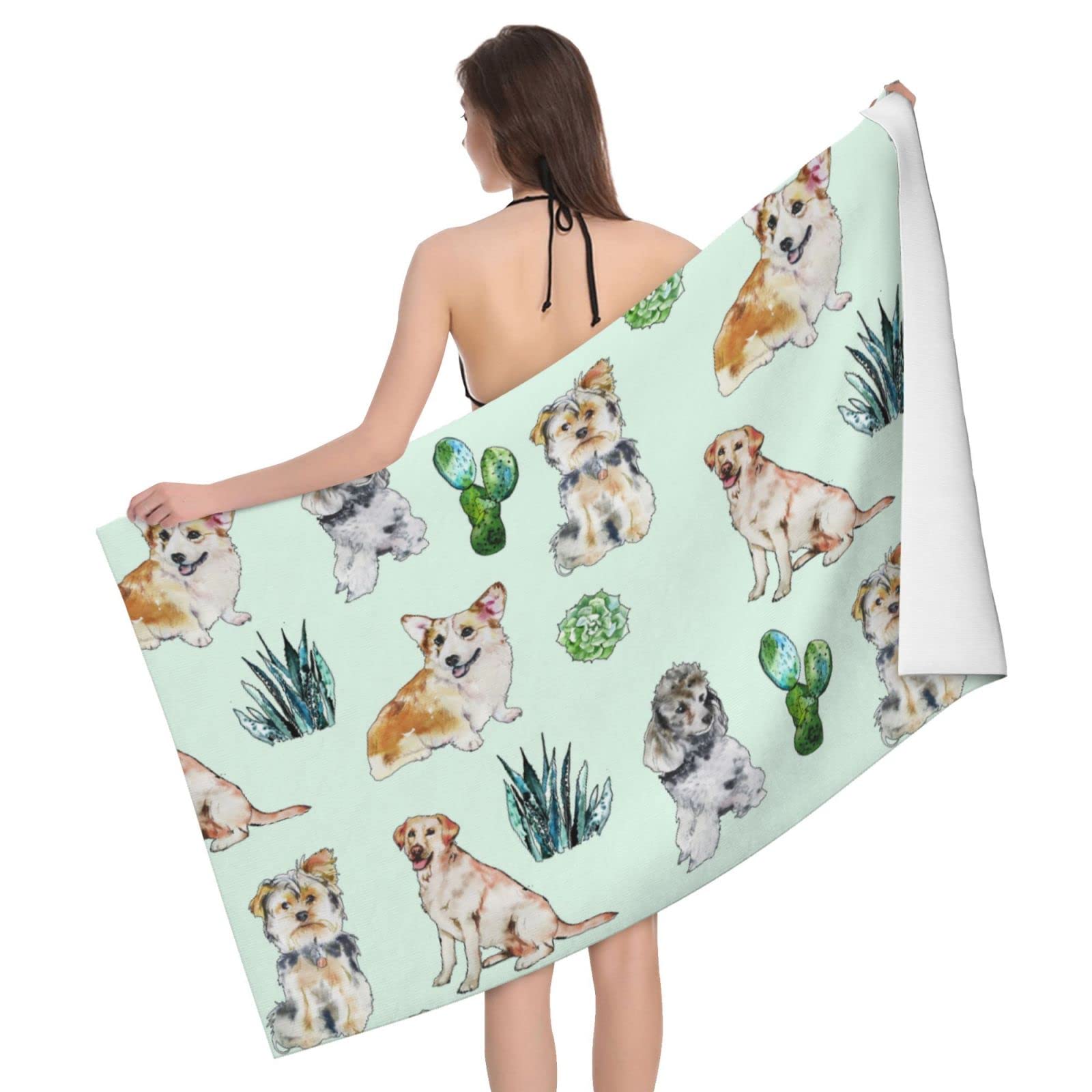 Dog Puppy Beach Towels,Microfiber Bath Towel Swim Towels Beach Blanket for Adults Kids,80X130 CM