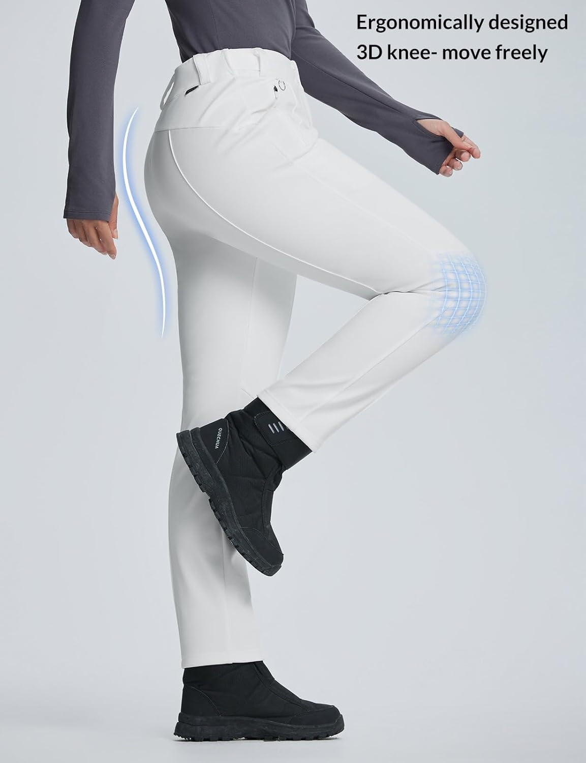 baleaf Women's Snow Pants Fleece Lined Waterproof Softshell Insulated Thermal Winter Pants with Pockets Snowboarding Hiking - Image 3