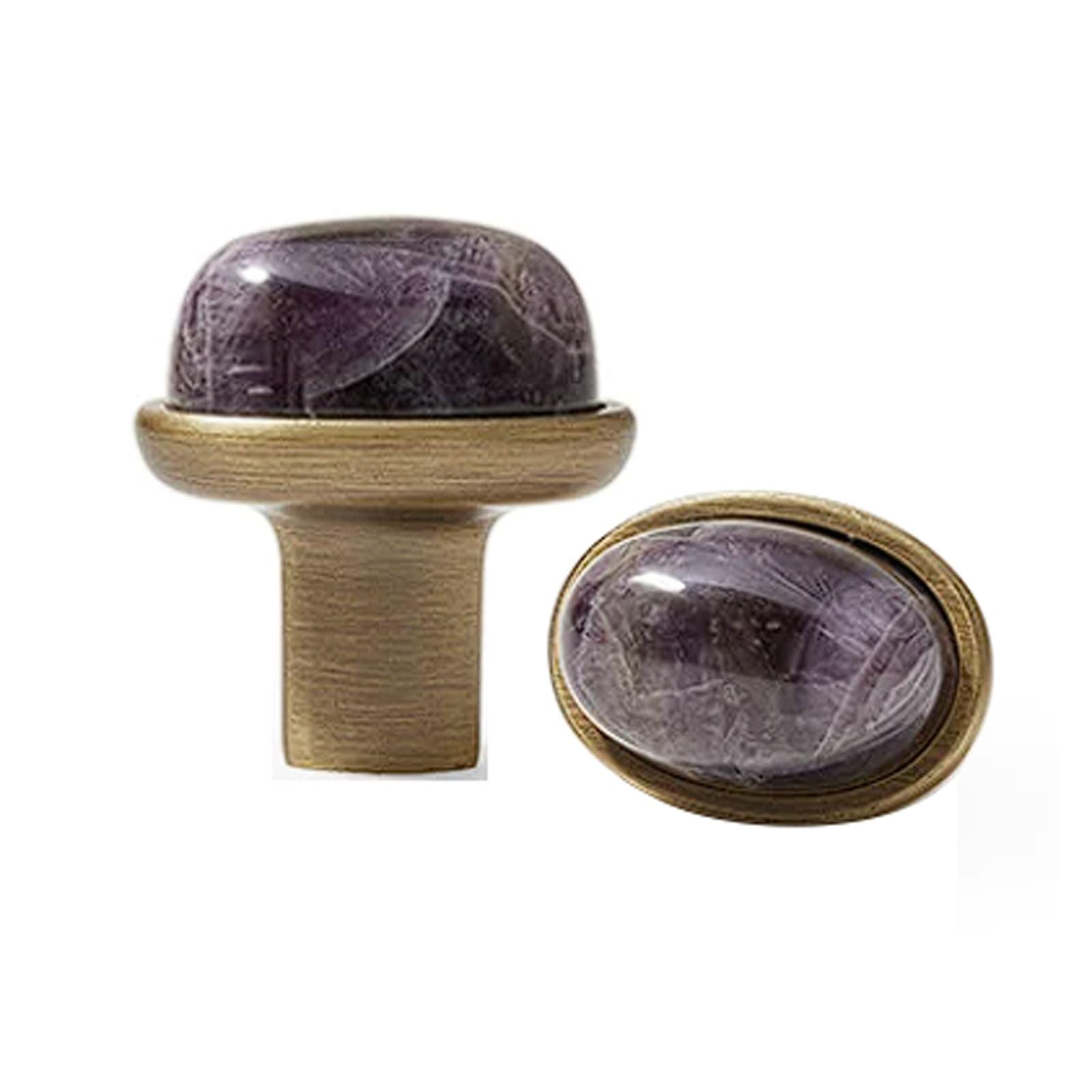 CHENHOJU Crystal Marble Oval Cabinet Knobs Titanium Silver Ideal for Dressers, Kitchen Cabinets, and Luxury Furniture Hardware Cabinet Pulls(Bronze-Purple)