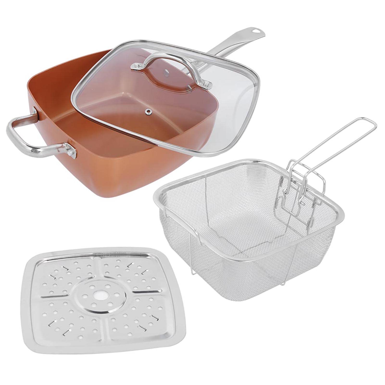 4Pcs Frying Pan Set Nonstick Supplies Stainless Steel Saucepan Stainless Steel Glass Aluminum Square Pan Steamer Non Stick Frying Pan Copper