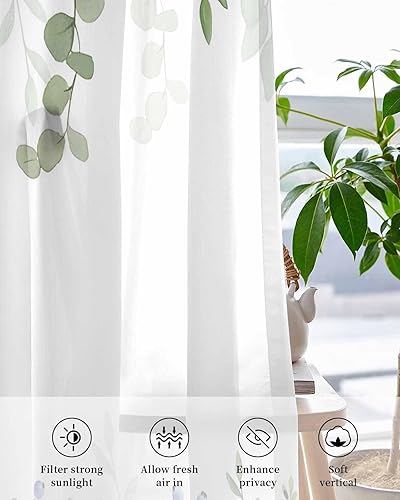 Miniatura 24 de Cortinas traslúcidas color verde azulado de 84 pulgadas de largo, juego de 2 paneles de cortinas para cocina, dormitorio, sala de estar, pasillo