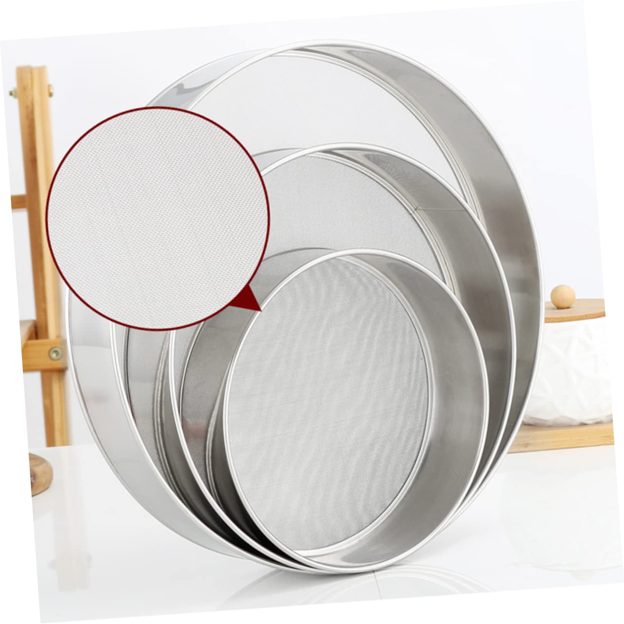Juego de colador de Mano de Acero Inoxidable de 9 Piezas para Cocina: Malla Fina, diseño Grueso, tamiz de Pasteles, tamiz de harina, colador de Mano y más