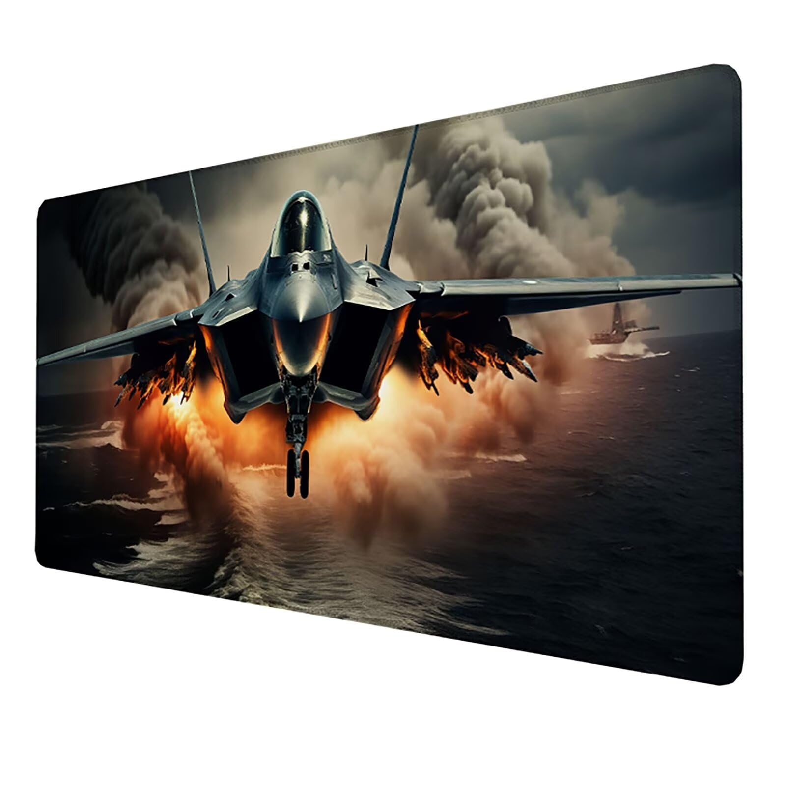 Mouse Pad, Tappetino Mouse xxl, Tappetino Scrivania, Accessori Scrivania, Tappetino Gaming, Mousepad, Sottomano Scrivania, Accessori Gaming, Tappeto Mouse (Aereo) (1000x500x3mm) (Nero) Q-9-P