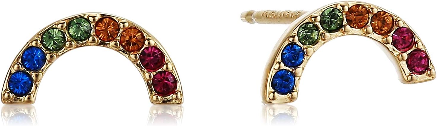 Amazon EssentialsGold and Rhodium Plated Sterling Silver Cubic Zirconia Earrings (previously Amazon Collection)