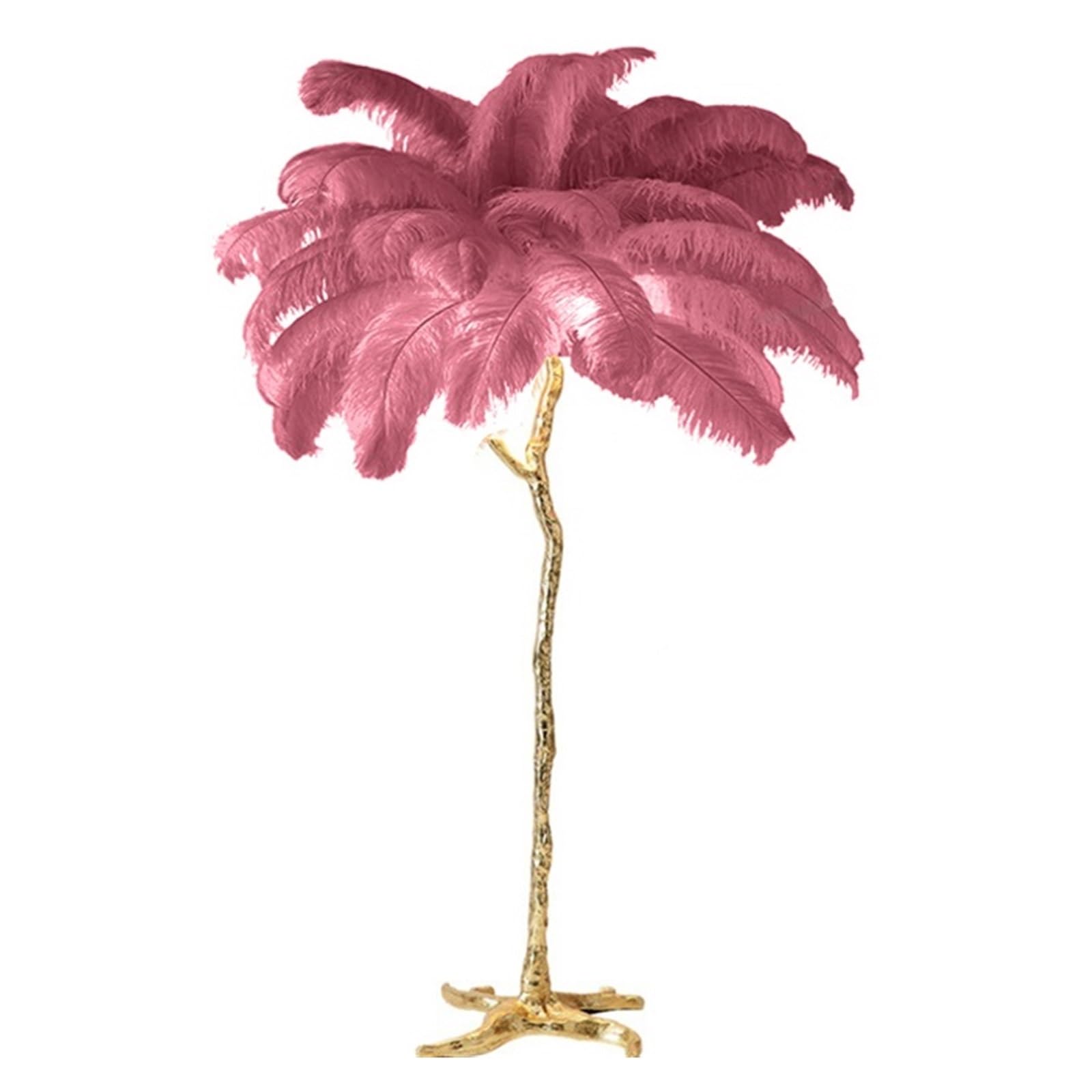 SMTYXS Nordic Home Decor Floor Lamps for Living Room Standing Modern Luxury Ostrich Feather LED Lamp Gold Resin Light Elegant Luxurious(H60cm 28 Feathers,Purple)