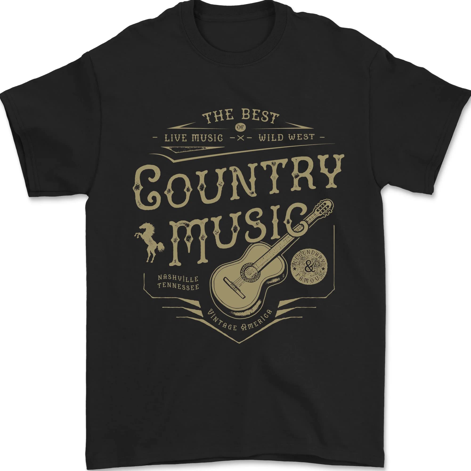 3TEESThe Best Country Music Vintage American Mens T-Shirt 100% Cotton