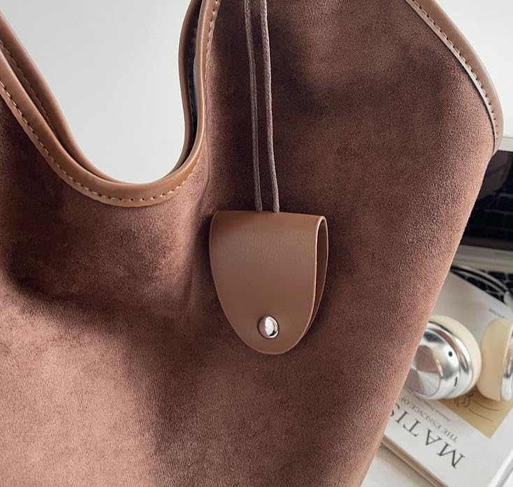 Slouchy Suede Hobo Tote Bag for Women Trendy Suede Purse Large Capacity Shoulder Handbag Retro Satchel 2026 - Image 5
