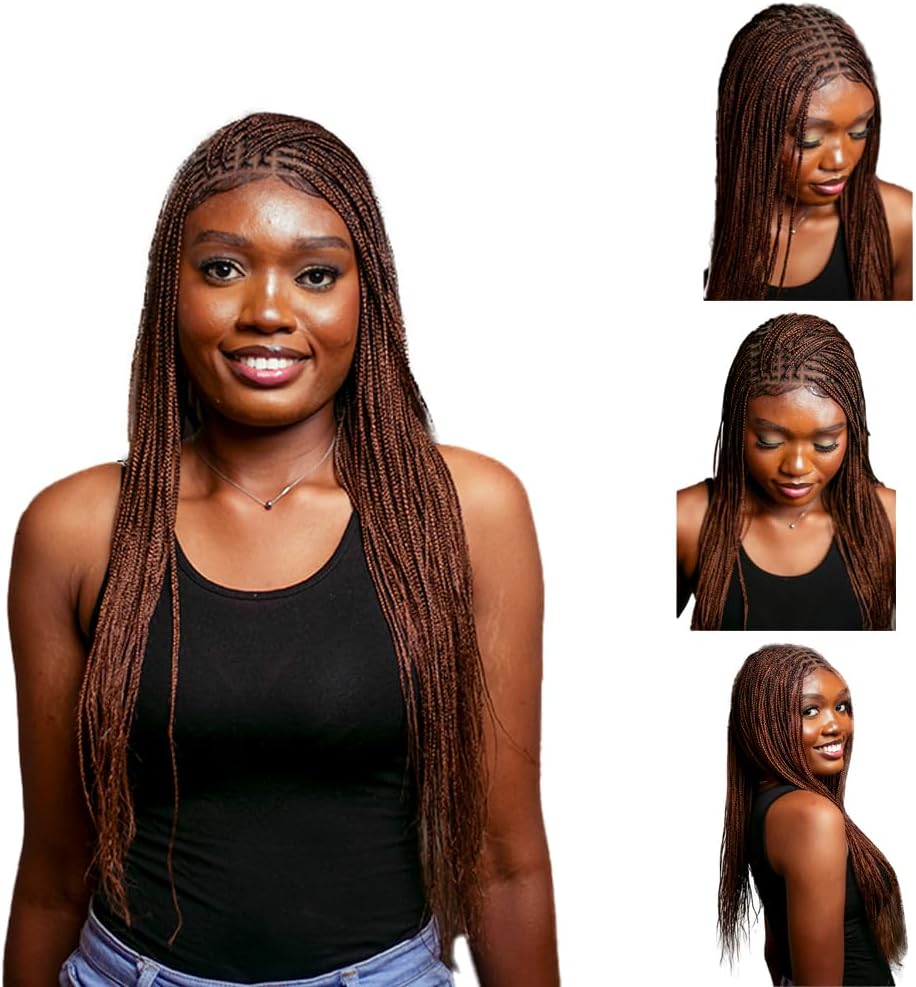 WOW BRAIDS Braided Wigs, Micro Million Braid Wig - Color 30/33 - 22 Inches. Synthetic Hand Braided Wigs for Black Women.