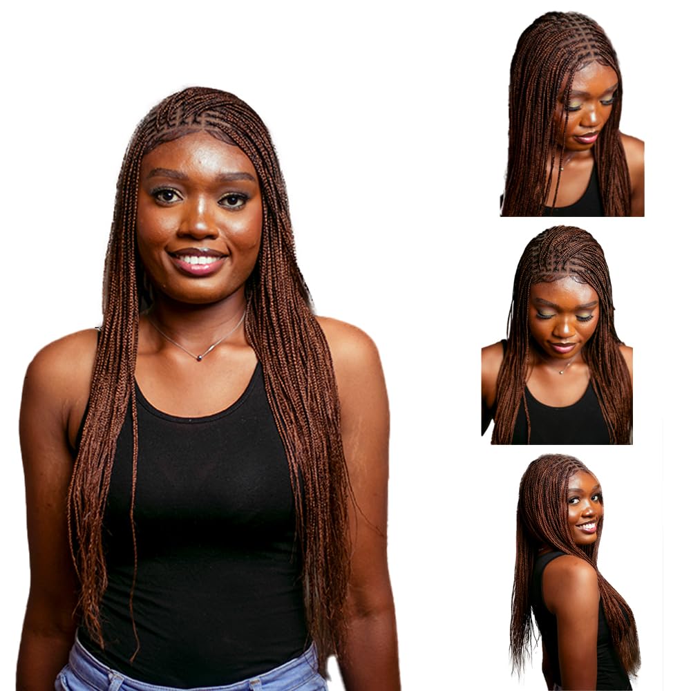 WOW BRAIDS Braided Wigs, Micro Million Braid Wig - Color 30/33 - 22 Inches. Synthetic Hand Braided Wigs for Black Women.