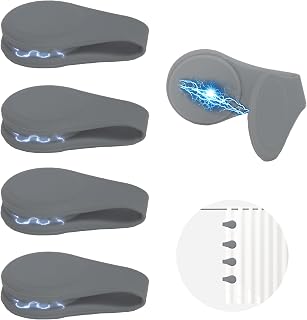 Magnetic Silicone Shower Curtain Clips for Liners,Self-Adhesive Shower Curtain Magnetic Keeper,Windproof Splash Guards to Keep Water in Shower,Easy Installation Shower Clips for Curtain 4 Packs (Grey)