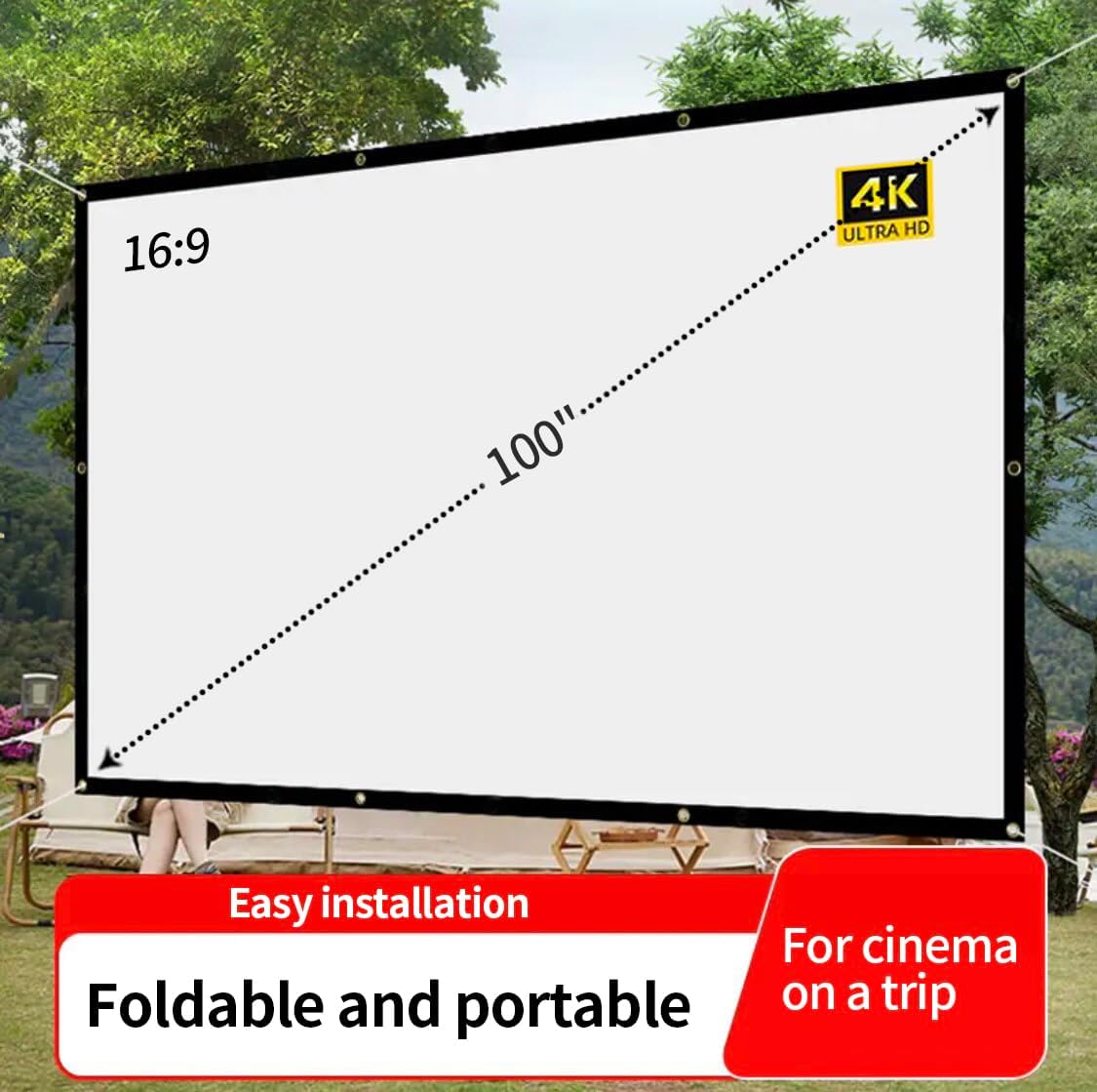 100 Inch 16:9 Projector Screen,...