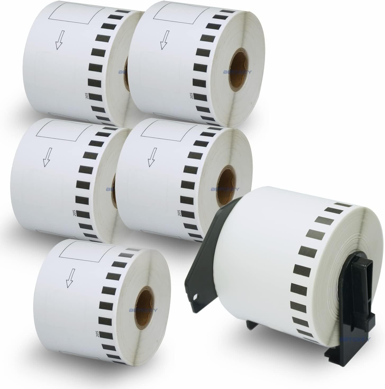 BETCKEY - 6 Rolls Compatible Brother DK-2205 62mm x 30.48m(2-3/7" x 100') Continuous Length Paper Tape Labels With One Refillable Cartridge