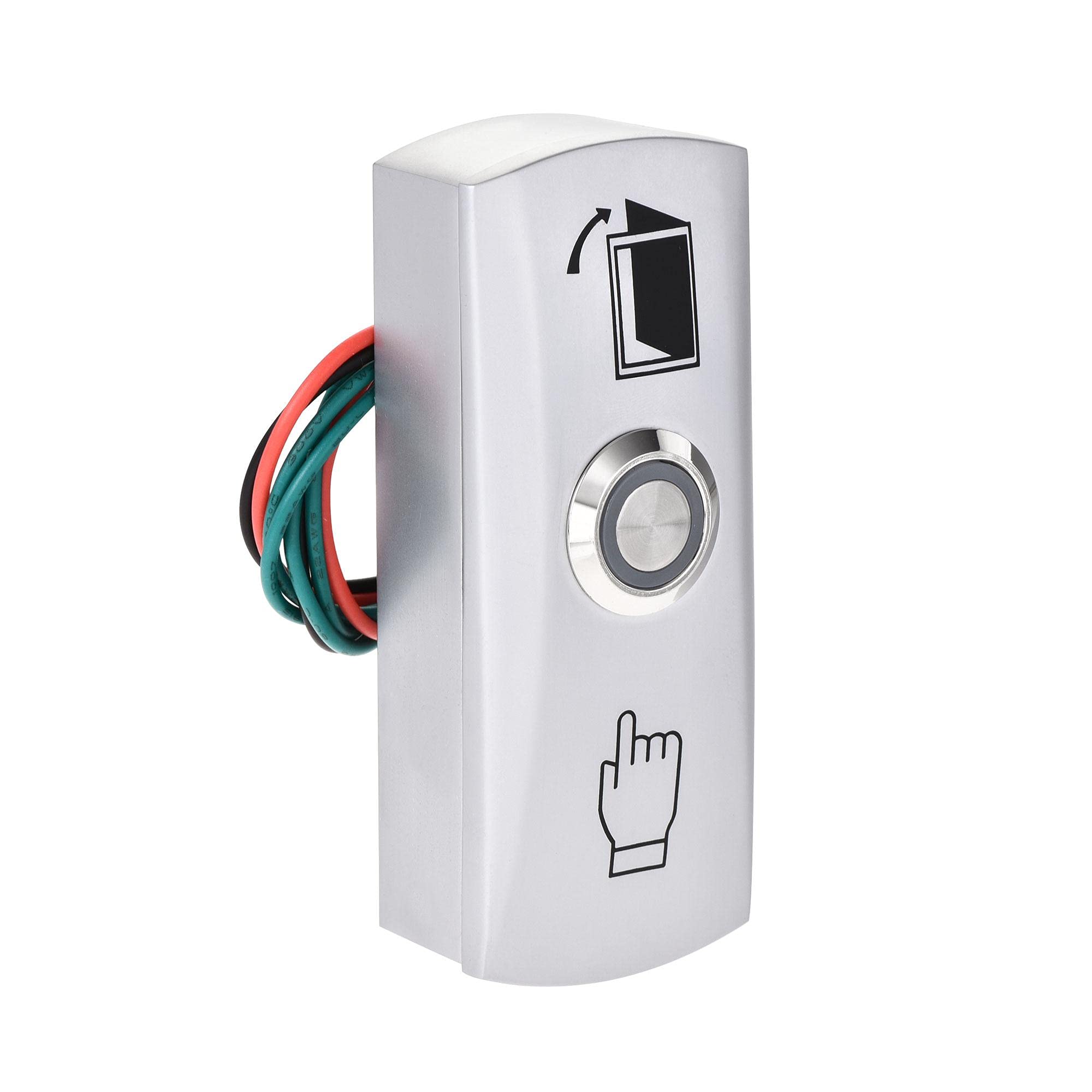uxcell Push Button Release Switch Door Access Control System LED Indicator Zinc Alloy Panel 80mm X30mm DC 12V 3A Silver Tone