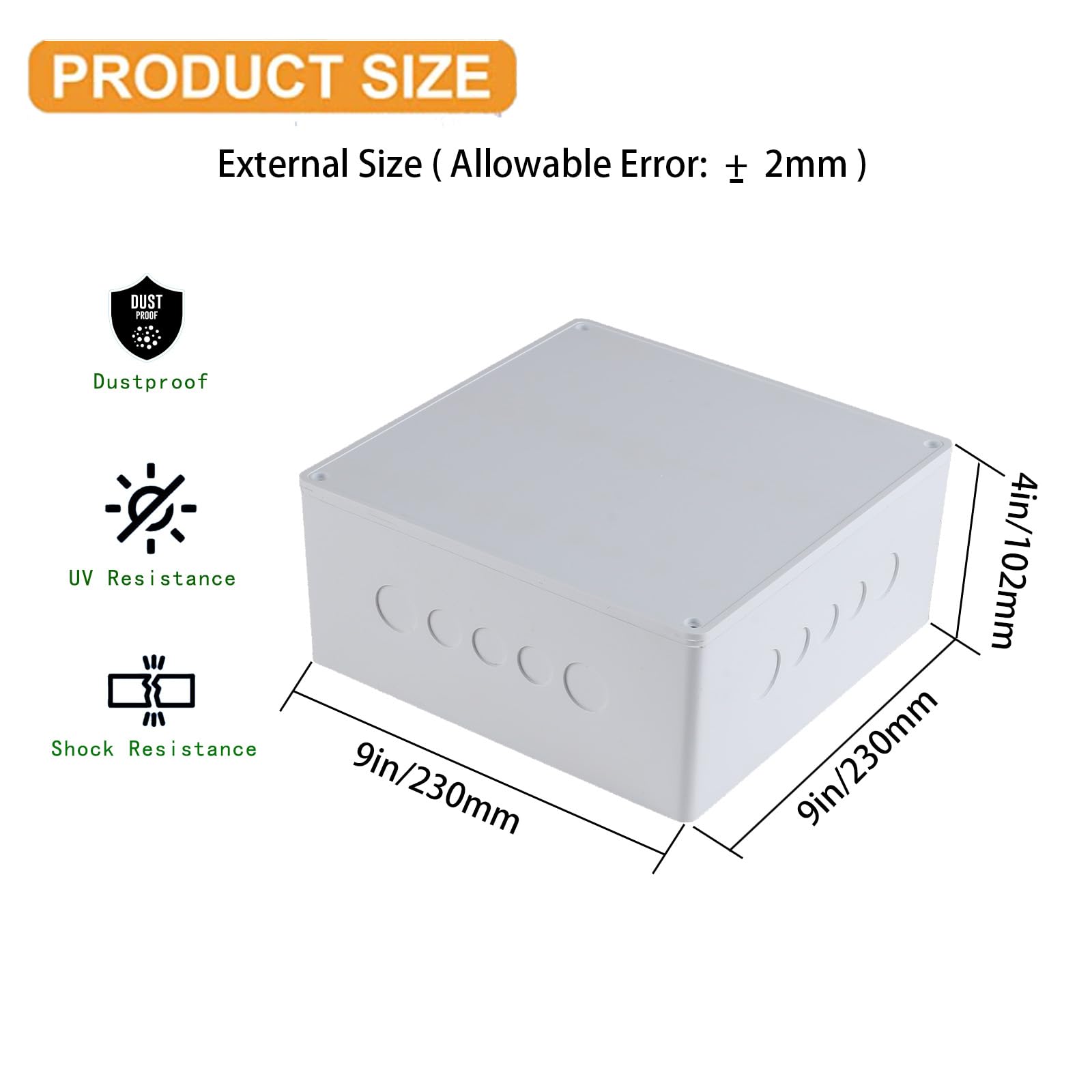 9" x 9" x 4" Junction Box with Pre Molded 3/4" & 1" Punch in Holes Electrical Boxes Waterproof Project Junction Conduit Box for Electrical Enclosure Outdoor — Amazon image 2