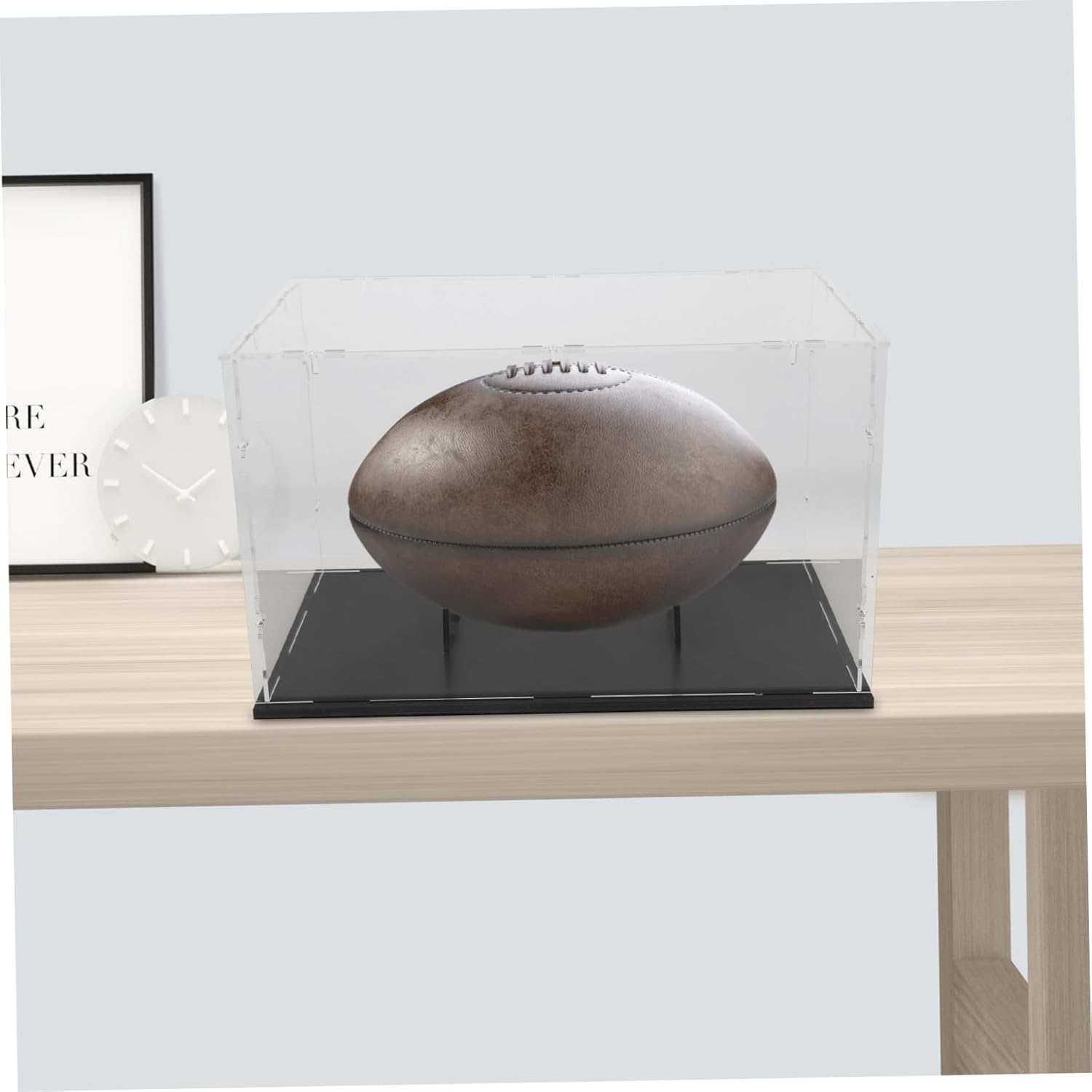 Luxshiny Acrylic Rugby Ball Display Case Multi-use Storage Box Cover for Dust Protection Detachable Design for Easy Access for Home and Collectibles