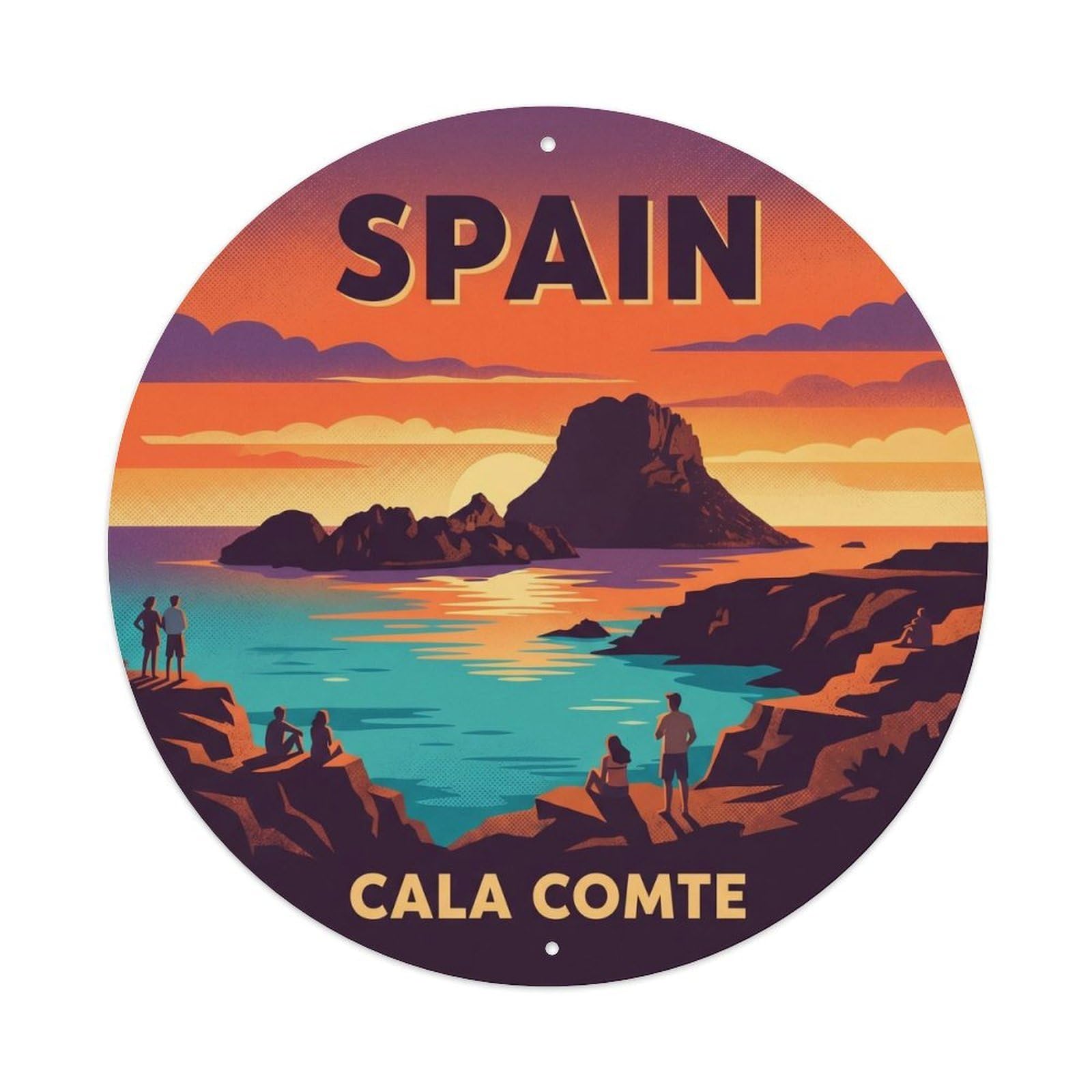 Ibiza Cala Comte Sunset Spain Landmark Travel Metal Tin Sign